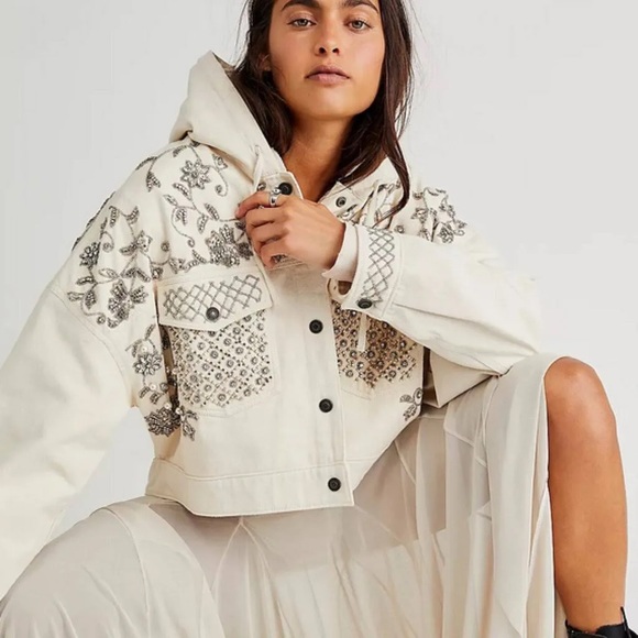 NWT We The Free Moonlight Hooded Denim Jacket!! XS🔥 - Picture 2 of 9